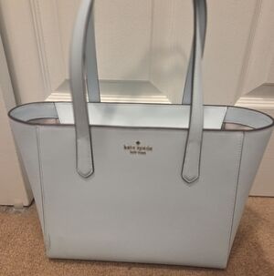 Kate Spade Sky Blue Medium Tote With Gold Accents